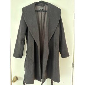 NEVER WORN L Ann Taylor Black Draped Collar Wrap Coat